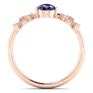 Prix de gros REYES, bagues de fiançailles solitaires en or massif 14 carats avec saphir bleu taille poire de 0,75 carat pour femmes, bijoux fins - Product Image 4