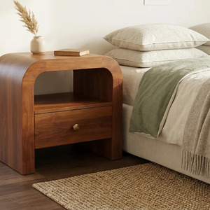 Mesa de Noche Moderna Zuhaire Hecha de Madera de Caoba con un Cajón para Dormitorio y Sala de Estar - Product Image 4