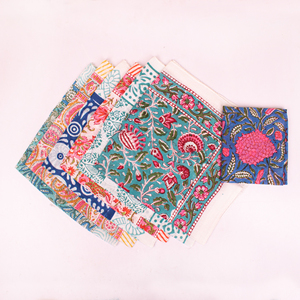 Colorful Cotton Square Bandana Handmade Floral Block Printed Eco-Friendly Scarf Lightweight Breathable <b>Tie</b> <b>Back</b> Hair Neck Wrap - Product Image 4