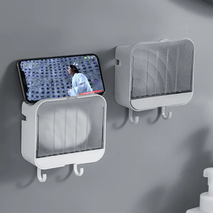 Eco Friendly Square Plastic Stand Bathroom <b>Soap</b> <b>Holder</b> Dish with Drain Dustproof - Product Image 4