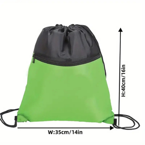 Customizable Casual Daypack Drawstring <b>Backpack</b> Bag Lightweight Zip Pocket for Gym Sports Personalized Your Own Logo Pattern - Product Image 4