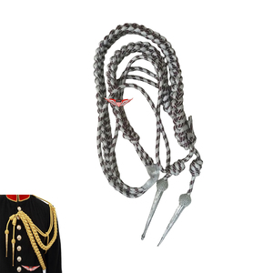 Cordón de hombro trenzado plateado, cordón metálico con punta de latón plateado - Product Image 3