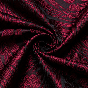 Chemises en polyester rouge uni à motifs paisley pour hommes, chemise habillée à manches longues pour mariage, bal de promo, vêtements de luxe pour hommes - Product Image 5