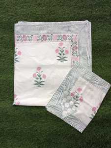 Cubrecama Floral de Algodón, Juego de Sábanas Estampadas, Manta Transpirable y Lavable con Aspecto de Lino para Hogar y Hotel - Product Image 1