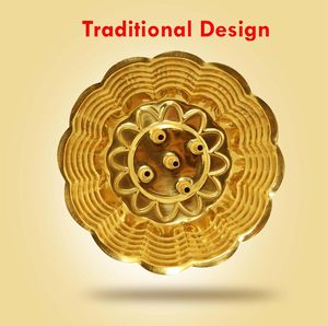 Porte-encens en laiton pour Pooja, support pour bâtonnets d'encens avec récupérateur de cendres, rond décoratif doré de 4 pouces, base en bois pour la décoration intérieure - Product Image 6