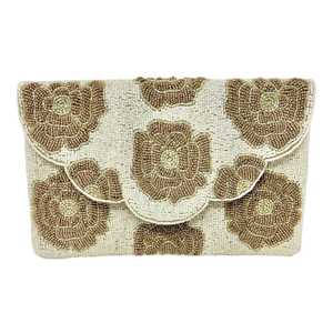 Handmade Beaded Floral Clutch Bag Envelope Shape Magnetic <b>Snap</b> Closure Luxury Jewelry bag packaging - Product Image 1