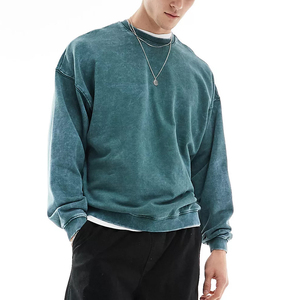 เสื้อสเวตเชิ้ตผู้ชายแบบสั่งทำ OEM ล้างสีแบบแอซิด แขนเสื้อแบบแร็กแลน ผ้าเฟรนช์เทอร์รี่ คอกลม ปักลาย แฟชั่นเทรนด์ฤดูใบไม้ร่วง - Product Image 3