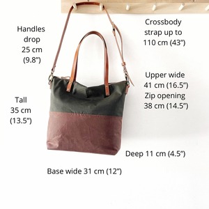 Sac fourre-tout en cuir et toile imperméable avec broderie ouverte, grande capacité, durable, sac à bandoulière pour voyage, travail, shopping LCTB-0045 - Product Image 4