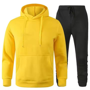 Ensemble de survêtement décontracté et sportif pour homme : sweat à capuche violet et pantalon de jogging noir, couleur unie, manches longues, avec cordon de serrage - Product Image 4
