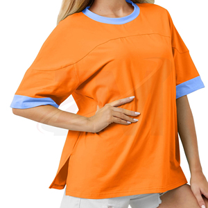 T-shirt en coton uni pour femme, coupe classique, tissu respirant et doux, décontracté, pour l'été, usage quotidien, style basique minimaliste et épuré - Product Image 1