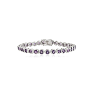 Wholesale Custom Women's 925 Sterling Silver Round Cut Natural <b>Amethyst</b> Gemstone Tennis <b>Bracelet</b> Wedding Party Wear - Product Image 1