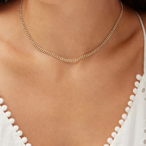 Trendy Minimalist Miami Cuban Link Chain <b>Necklace</b> 14K <b>Solid</b> Gold Pave Lab Grown Round Brilliant Diamonds Unisex Fine Jewelry - Product Image 4