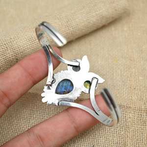 Bracelet manchette en argent 925 avec labradorite, magnifique pierre précieuse, fait main, cadeau de mariage, bijoux - Product Image 6