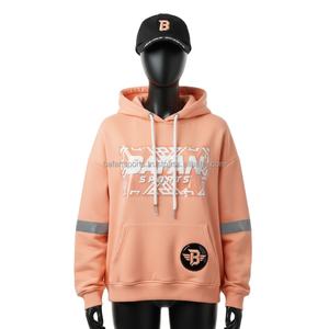 Femmes Premium 320GSM Fleece Hoodie Doux Brossé Coton Polyester Tissu Couleur Pêche Logo Personnalisé Imprimer Femmes basiques Hoodies - Product Image 1