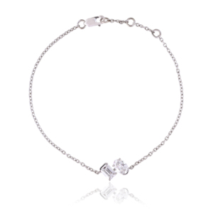 Sterling Silver Chain <b>Bracelet</b> with CVD Diamond | Elegant Silver <b>Bracelet</b> for Women - Product Image 1