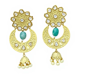 Boucles d'oreilles traditionnelles élégantes de qualité supérieure avec pierres d'usure traditionnelles Look for Party Wedding Wear Collection pour femmes - Product Image 2