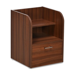Mesita de noche Nikita hecha de madera maciza de caoba de calidad con acabado en marrón oscuro para muebles de dormitorio. - Product Image 1