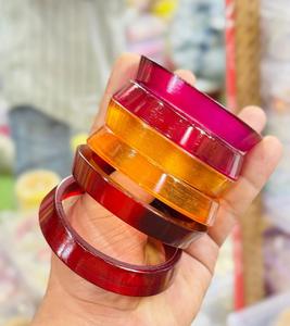 Luxury White Resin <b>Bangles</b> Gold Beaded Carved Leaf Design Bridal Jewelry <b>Set</b> Wholesale Handcrafted Ivory Resin Bracelets - Product Image 2