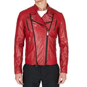 Chaqueta de cuero para motocicleta de hombre, invierno 2026, talla grande, con bolsillos, cremallera negra, cuello alto, corte ajustado, alta calidad - Product Image 1