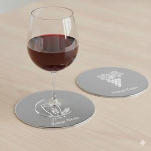 Sous-verres personnalisés en métal avec logo de marque de café pour boissons - Product Image 3