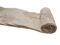 Tissu Popeline Jaune Pâle Premium Très Demandé avec Broderie Dori – Motif Floral 3D en Cordage pour la Mode et la Décoration Intérieure