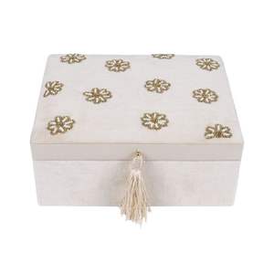Caja Decorativa de Joyería de Lujo con Perlas de Concha de Mar y Terciopelo, Caja de Empaque para Joyería con Borlas y Bordado de Cuentas, Estilo Americano - Product Image 5