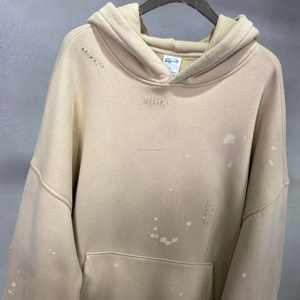 Venta al por mayor personalizado impreso hombres de gran tamaño sudaderas con capucha de invierno cálido polar ácido lavado Street-Wear Vintage teñido de coloración sudaderas con capucha - Product Image 4