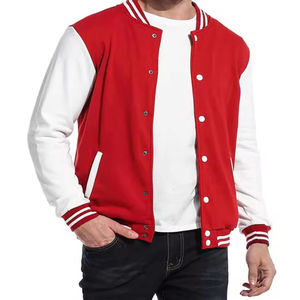 Blouson universitaire grande taille pour homme – Personnalisable, uni, en laine avec manches en cuir – Vente en gros, blouson vierge en toile - Product Image 5