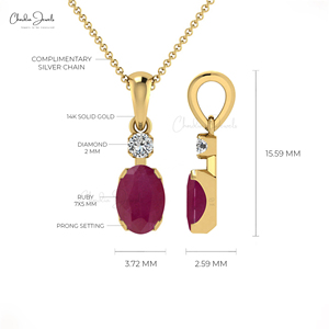 Burma <b>Ruby</b> Gemstone Dangle Pendant 14k Solid Gold Diamond Accent Pendant <b>Necklace</b> Handmade Wedding Pendant Jewelry Supplier - Product Image 6