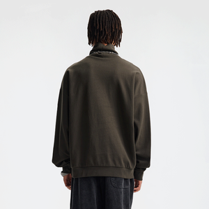 <b>Men's</b> Olive Green <b>Turtleneck</b> Pullover <b>Sweater</b> Oversized Fit Knitted Solid Color Regular Sleeve Autumn Wear - Product Image 2