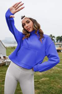 Sudaderas con capucha de felpa francesa de color personalizado, marca privada, para mujer, ropa informal, estilo urbano, sudadera corta de invierno - Product Image 5