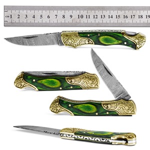 Vente en gros Couteau de poche en acier Damas DD-FK-WH930 fait à la main et lame tranchante de haute qualité avec manches en bois exotique pour l'extérieur - Product Image 3