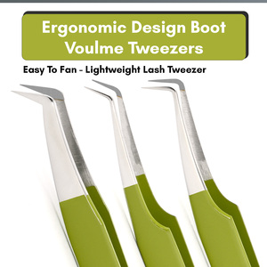 Pinzas innovadoras para extensiones de pestañas con aislamiento ligero, pinzas para pestañas con volumen de acero inoxidable, pinzas con punta de fibra de 90 grados - Product Image 4