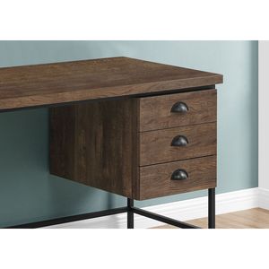 Scrivania Moderna Contemporanea da 55 Pollici per Ufficio Domestico, Laminato Marrone con Cassetti in Metallo Nero - Product Image 3