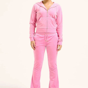 <b>Womens</b> <b>Velour</b> <b>Tracksuit</b> 2 Piece Outfits for <b>Women</b> Long Sleeve Hooded Zip Tops Jogging Velvet Sportswear - Product Image 1