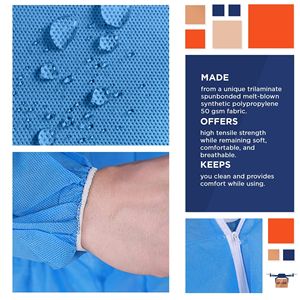 Tuta Protettiva Monouso Blu XXL con Cappuccio Unisex, 1 Pezzo, 50 GSM PP, Abbigliamento di Sicurezza per Situazioni di Rischio - Product Image 3