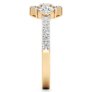 Yellow Gold Diamond Engagement <b>Ring</b> Round Brilliant Cut Pave <b>Band</b> Classic Women's Fine Jewelry - Product Image 4