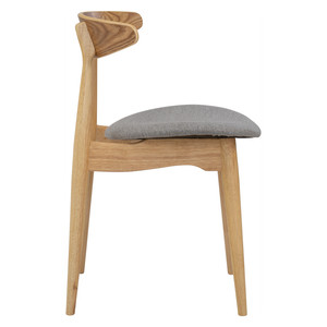 Dining Chair Malaysian <b>Oak</b> Bentwood Back Fabric Seat Contemporary <b>Light</b> Grey Home Restaurant Cafe Hotel - Product Image 3