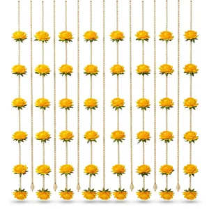 Guirlande de fleurs de roses jaunes suspendues, rideau de perles, pour la décoration de mariage et de la maison, en plastique, Toran - Product Image 1