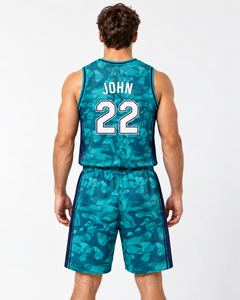 Ensemble de maillots de basket-ball pour hommes, camouflage 22, évacuation de l'humidité, respirant, grande taille, vêtements de sport sans manches, toutes saisons - Product Image 2