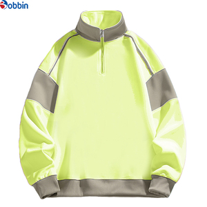 Sudaderas con capucha personalizadas para hombre, sudadera de algodón con bloques de color, cierre de cremallera de un cuarto y mangas largas holgadas - Product Image 4