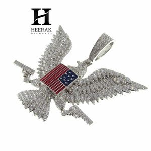 Colgante Personalizado de Águila Americana con Diamantes VVS de Laboratorio, Escudo de la Bandera de EE. UU., Águila con Pistola, Joyería Hip Hop - Product Image 4