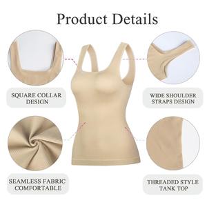 High Quality Body Shaper Basic Daily square Neck Compression Tank <b>Tops</b> for Women Tummy Control Slimming Shapewear gym singlets - Product Image 5