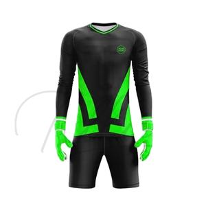 Vente flash Ensemble d'uniformes de football pour adultes, couleur vert et noir, respirant, confortable, pour équipe de club - Product Image 1