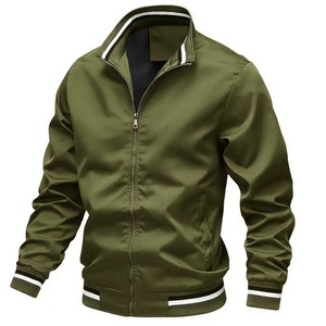 Veste coupe-vent en polyester bleu marine à manches longues pour homme, style automne, couleur unie, fermeture éclair - Product Image 2
