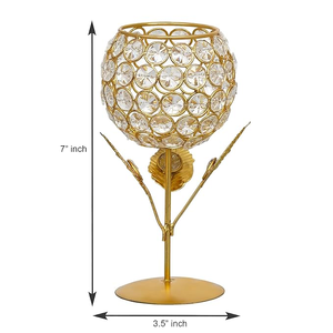 Luxury Crystal Rose Brass Candle <b>Holder</b> Handmade Decorative <b>Tealight</b> Candle Stand Elegant Metal Flower Candle <b>Holder</b> for Wedding - Product Image 4