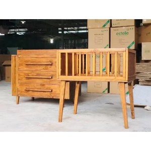 Antique Finish <b>3</b>-<b>Drawer</b> Wooden <b>Chest</b> for Kids Bedroom, Vintage Style Storage Dresser, KD Flat Pack OEM ODM Vietnam Factory - Product Image 1