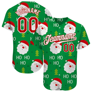 Maillot de baseball de Noël personnalisé avec imprimé Père Noël, chemise de sport boutonnée à manches courtes, uniforme d'équipe - Product Image 3
