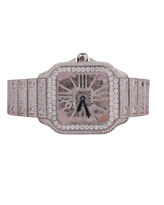 Montre mécanique ETA de haute qualité sertie de diamants, cadran carré, tourbillon, montre-bracelet vintage de luxe à la mode - Product Image 1