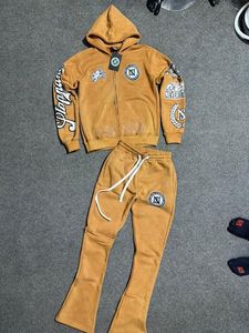 Fabricant de vêtements – Sweat à capuche personnalisé streetwear vintage en coton épais délavé au soleil, avec strass et fermeture éclair, effet délavé à l'acide - Product Image 6